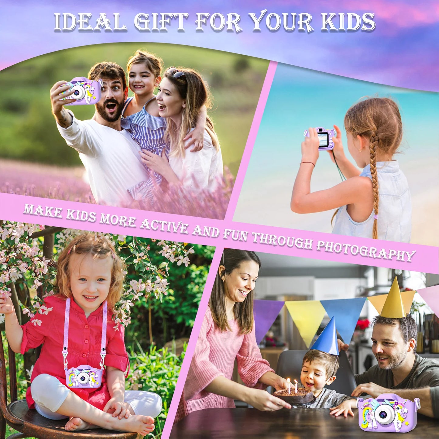 UnicornCam – Kinder Mini Kamera, 1080P HD Spielzeugkamera für Mädchen und Jungen