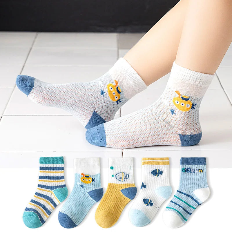 5er-Pack Kinder-Baumwollsocken – Atmungsaktiv und Bequem