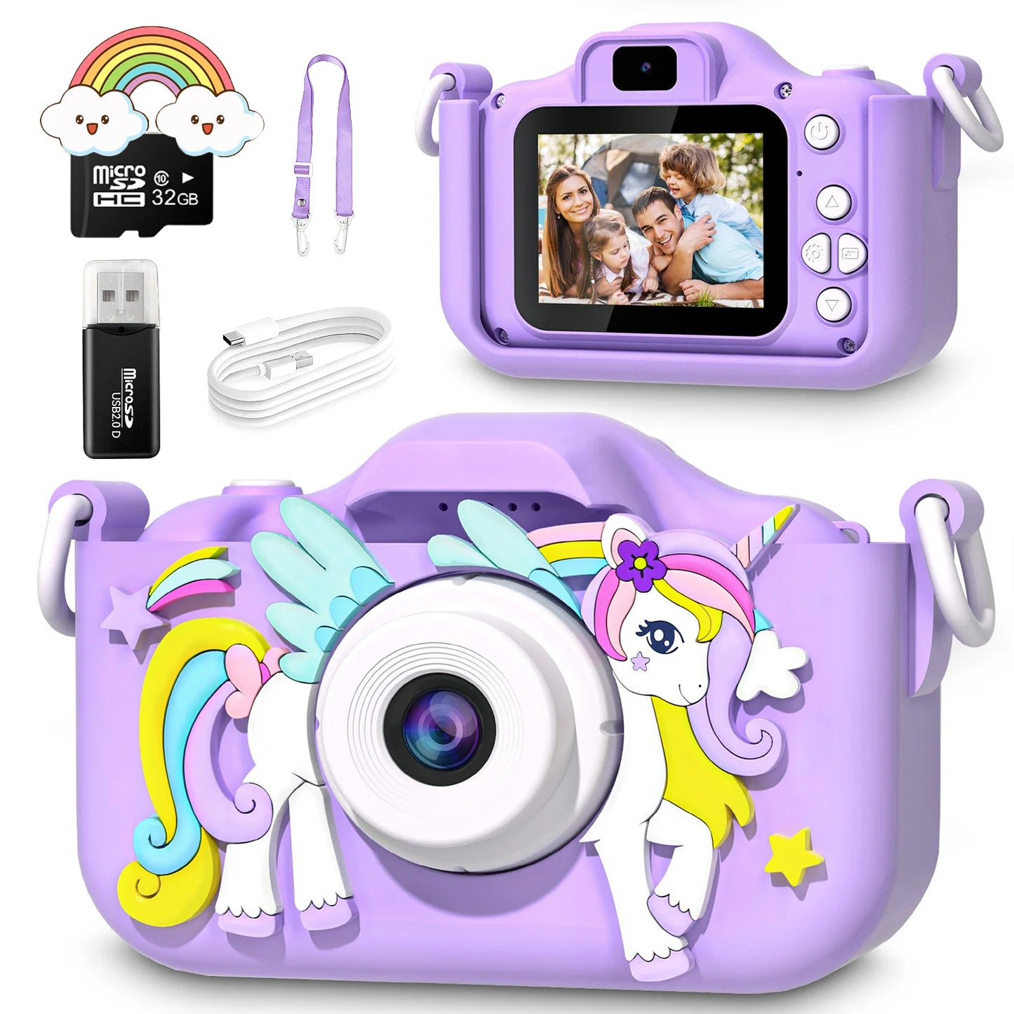 UnicornCam – Kinder Mini Kamera, 1080P HD Spielzeugkamera für Mädchen und Jungen